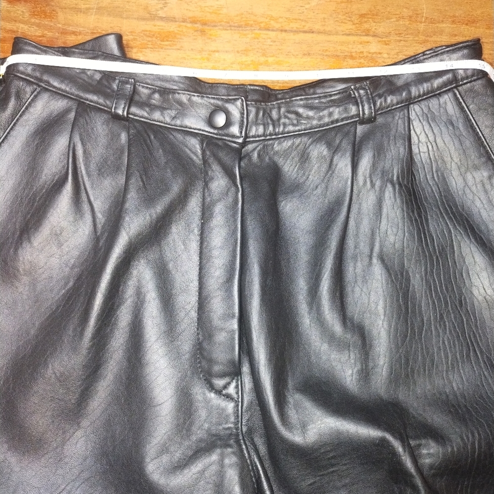 Black Genuine Leather Pants, Old Mill High Quality 15-Inch Waist 32-Inch Inseam - Picture 5 of 16
